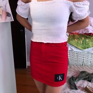 Red Calvin Klein Jean skirt